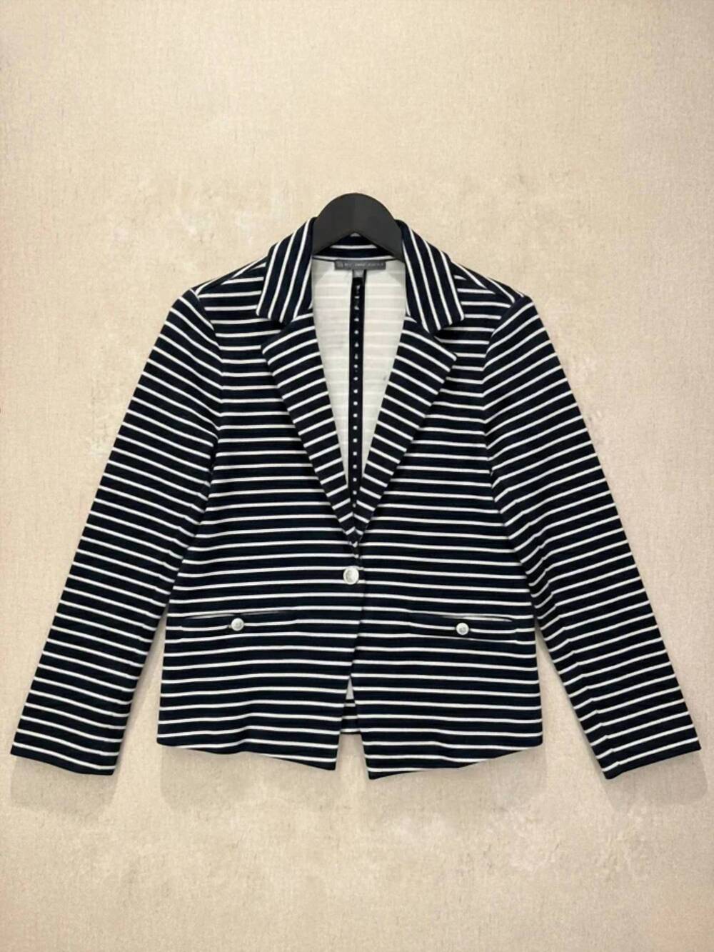 NEW ELLIOTT LAUREN women's strip knit jacket in navy